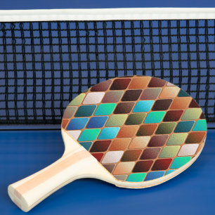 Colourful Diamond Pattern Ping Pong Paddle