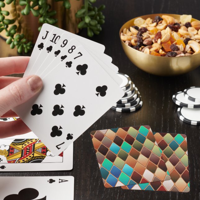 Colourful Diamond Pattern Playing Cards (In Situ)