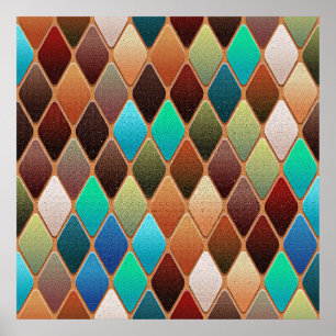 Colourful Diamond Pattern Poster