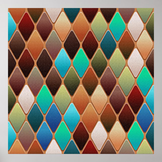 Colourful Diamond Pattern Poster (Front)
