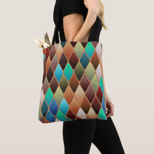 Colourful Diamond Pattern Tote Bag
