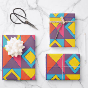 Colourful Diamond Triangle Geometric  Wrapping Paper Sheet