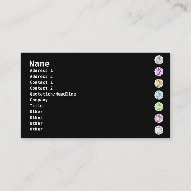 Colourful diamonds-Black Business Card (Front)