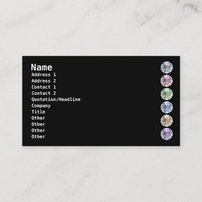 Colourful diamonds-Black Business Card (Front)