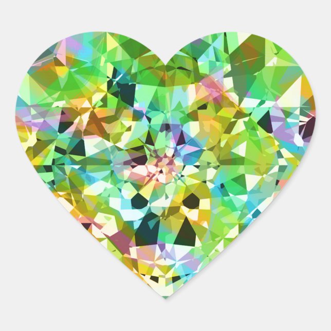 Colourful Diamonds Glitter 2 Heart Sticker (Front)