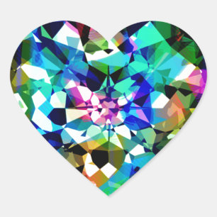 Colourful Diamonds Glitter Heart Sticker