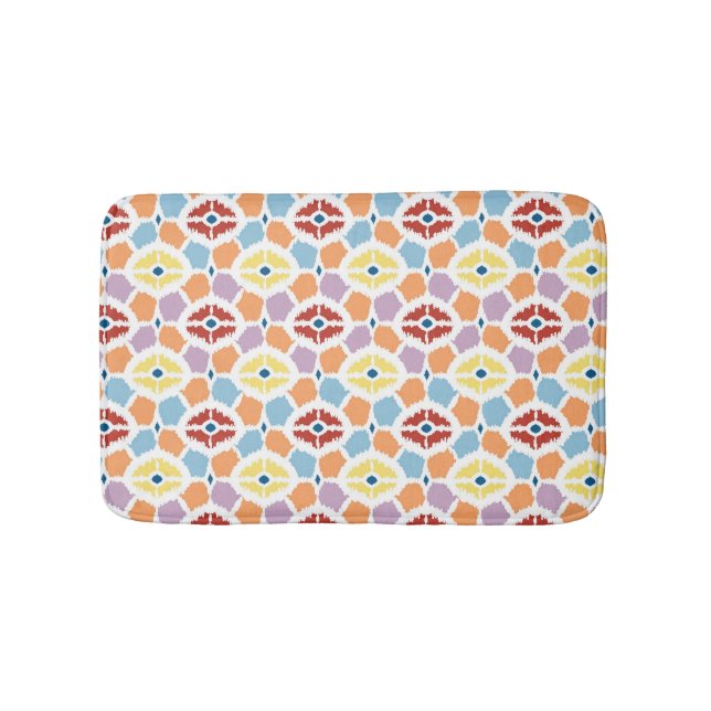 Colourful diamonds ikat geometric bath mat (Front)