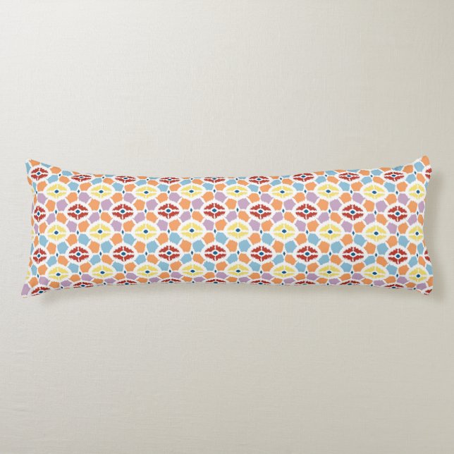 Colourful diamonds ikat geometric body cushion (Front)