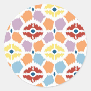 Colourful diamonds ikat geometric classic round sticker