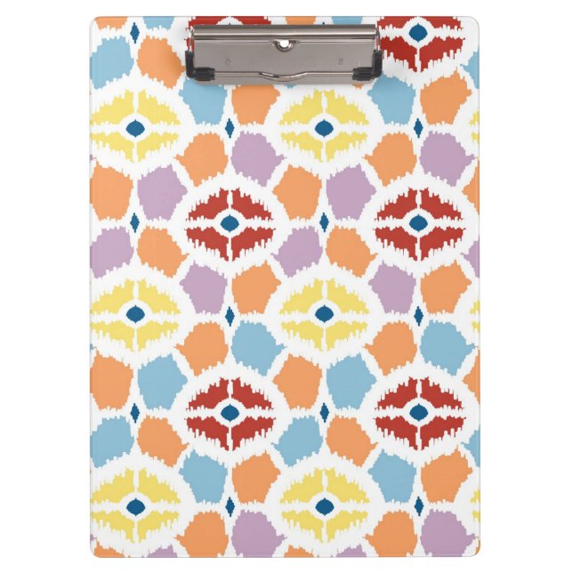 Colourful diamonds ikat geometric clipboard (Front)