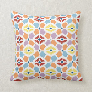 Colourful diamonds ikat geometric cushion
