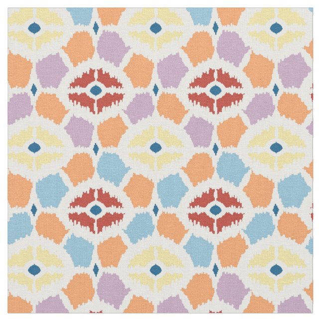Colourful diamonds ikat geometric fabric (Close Up)