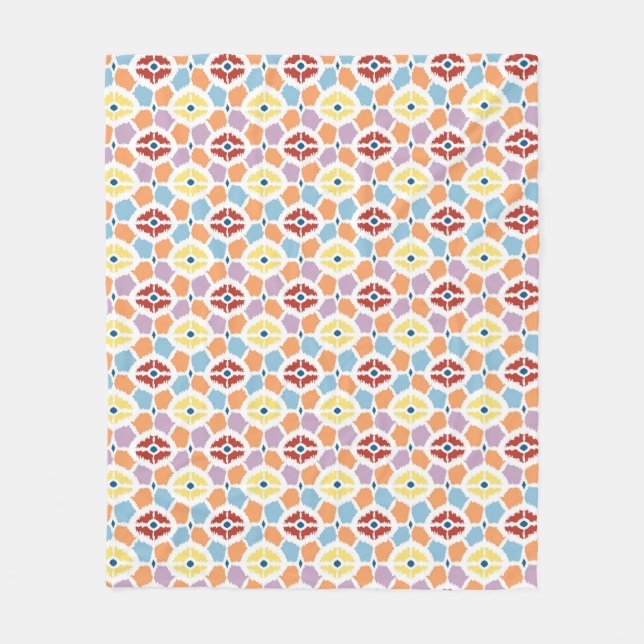 Colourful diamonds ikat geometric fleece blanket (Front)