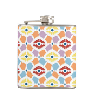 Colourful diamonds ikat geometric hip flask