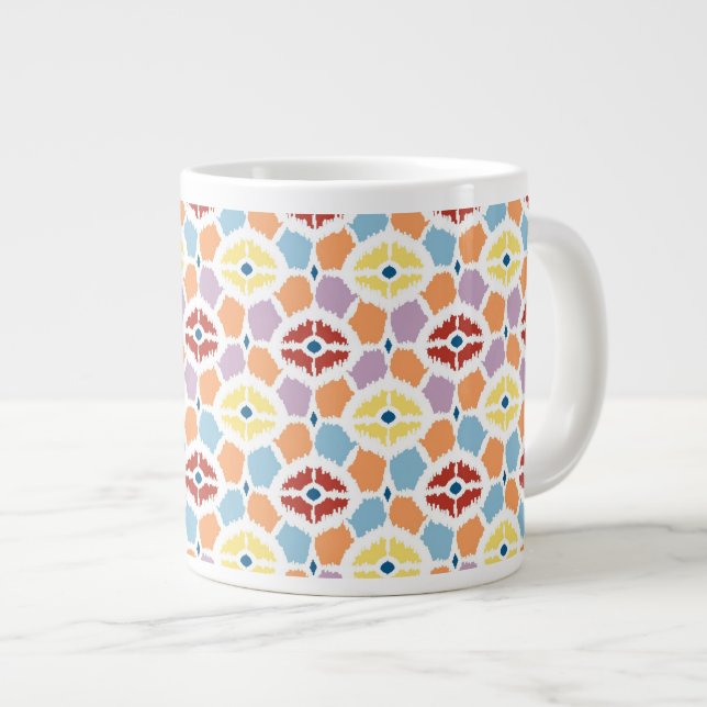 Colourful diamonds ikat geometric large coffee mug (Front Right)