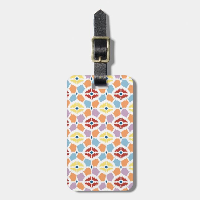 Colourful diamonds ikat geometric luggage tag (Front Vertical)