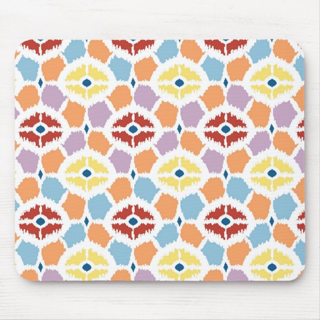 Colourful diamonds ikat geometric mouse mat (Front)
