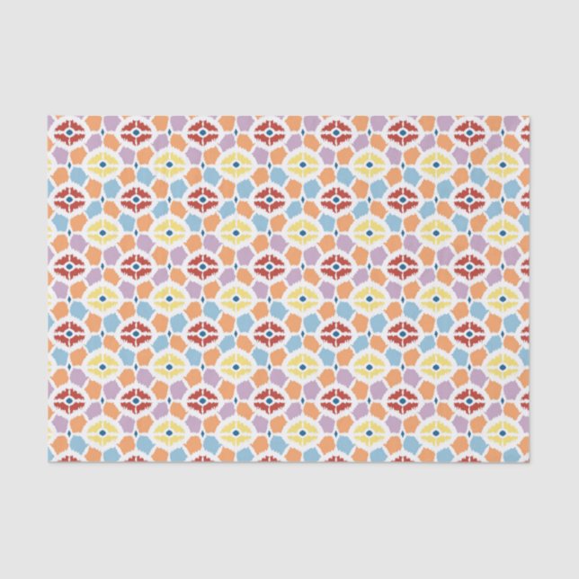 Colourful diamonds ikat geometric tissue paper (Front)