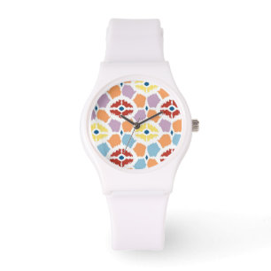 Colourful diamonds ikat geometric watch
