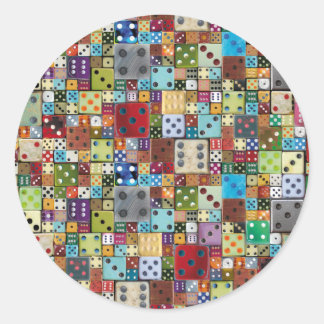 Colourful Dice Classic Round Sticker