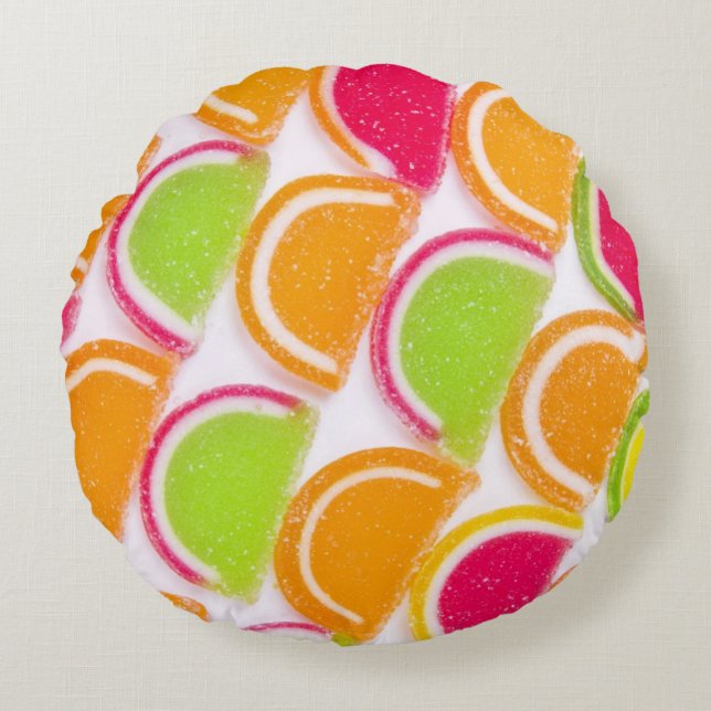 Colourful Different Jelly Candy Round Cushion (Front)