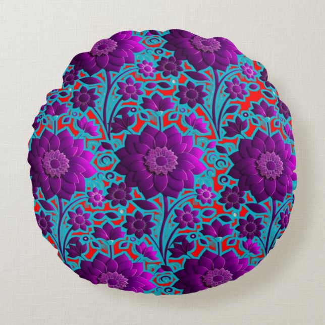 Colourful Digital 3D Design Round Throw Pillow (16 (Front)