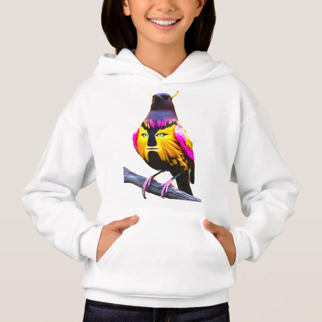 Colourful Digital Design Girl's Pullover Hoodie –  (Front)