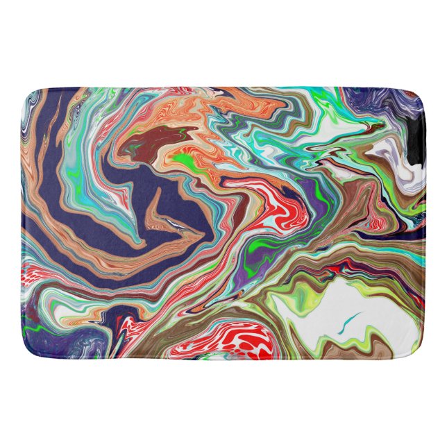 Colourful Digital Marble Abstract Modern Art   Bath Mat (Front)