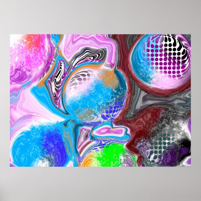 Colourful Digital Modern Abstract Art Poster (Front)