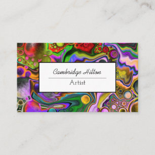 Colourful Digital Pour Painting Cells Fluid Art Business Card