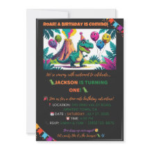 Colourful Dino Balloons Invite – Editable