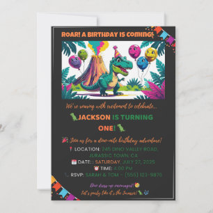 Colourful Dino Balloons Invite – Editable