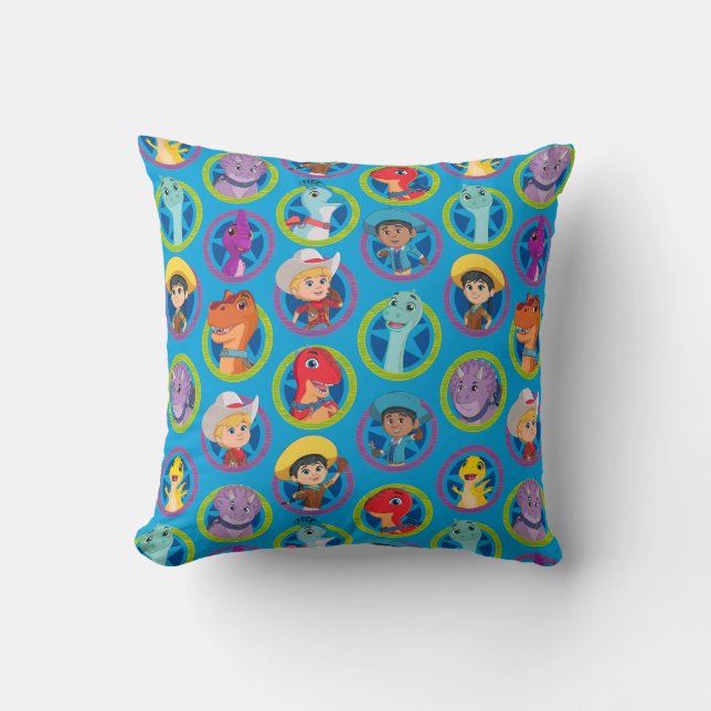 Colourful Dino Ranch Pattern Cushion (Front)