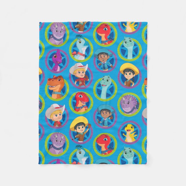 Colourful Dino Ranch Pattern Fleece Blanket (Front)