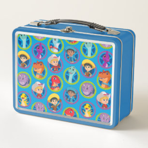 Colourful Dino Ranch Pattern Metal Lunch Box
