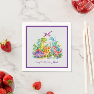 Colourful Dinosaur Birthday Bash Napkin