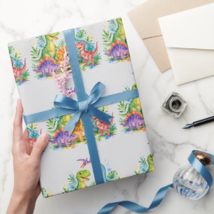 Colourful Dinosaur Birthday Bash Wrapping Paper
