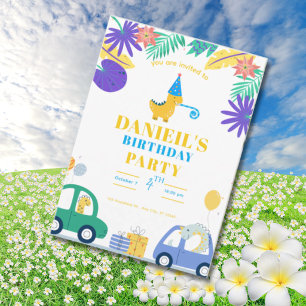 Colourful Dinosaur Birthday Invitation for Kids