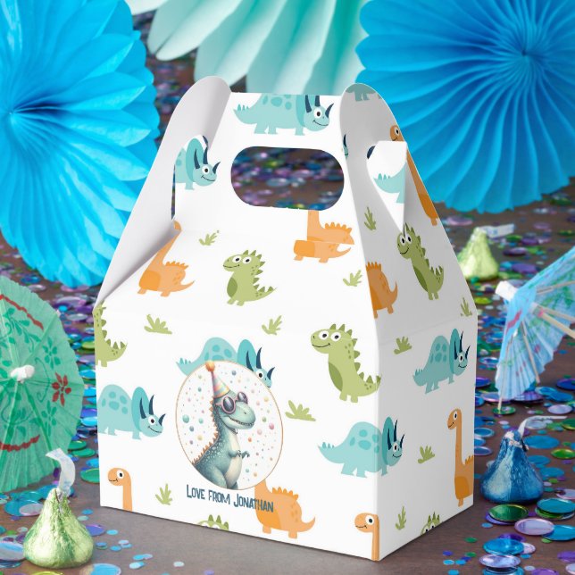 Colourful Dinosaur Birthday Party Favour Box (Party)