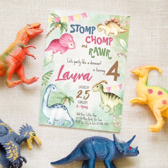 Colourful dinosaur birthday party invitation (Creator Uploaded)
