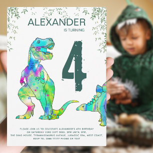 Colourful Dinosaur Birthday Party Invitation