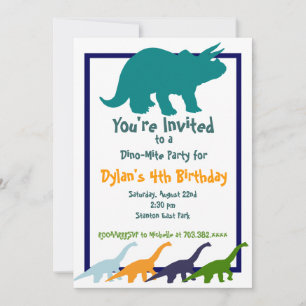 Colourful Dinosaur Birthday Party Invitations