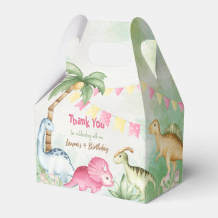 Colourful dinosaur birthday party personalised nam favour box