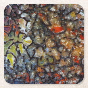 Colourful Dinosaur Bone Square Paper Coaster