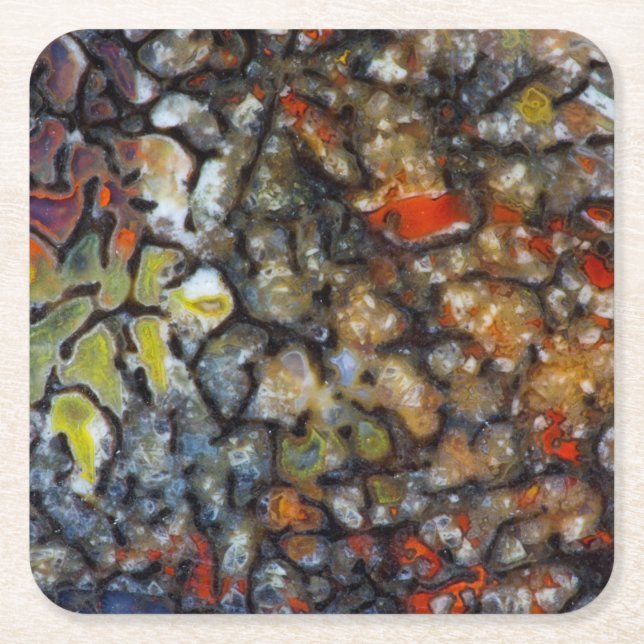 Colourful Dinosaur Bone Square Paper Coaster (Front)
