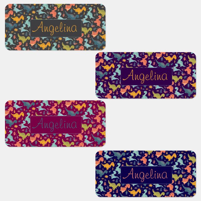 Colourful dinosaur cartoon cute pattern grey name  (Group)