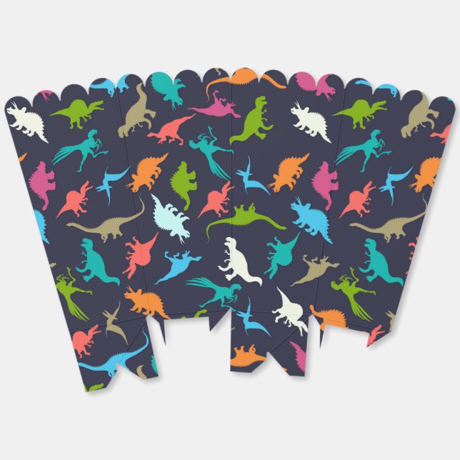 Colourful Dinosaur Dino Cute Modern Kids Party Favour Box (Unfolded)