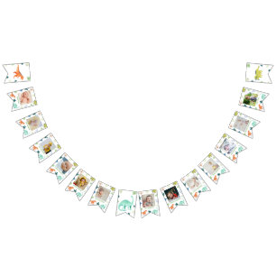 Colourful Dinosaur First Birthday Milestone Photo  Bunting