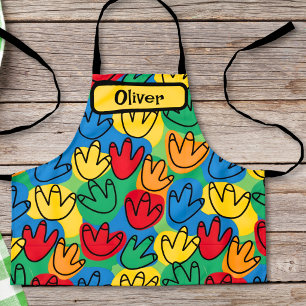 Colourful Dinosaur Footprints Apron