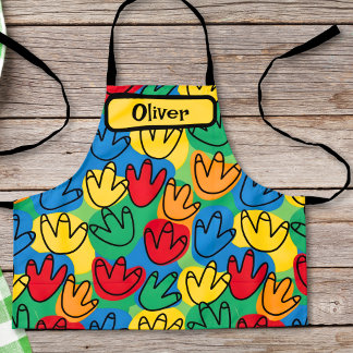 Colourful Dinosaur Footprints Apron